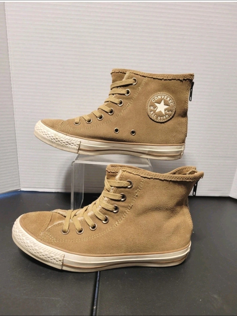 Converse Chuck Taylor High-Top Suede Sneakers - Beige/Tan Sz 7